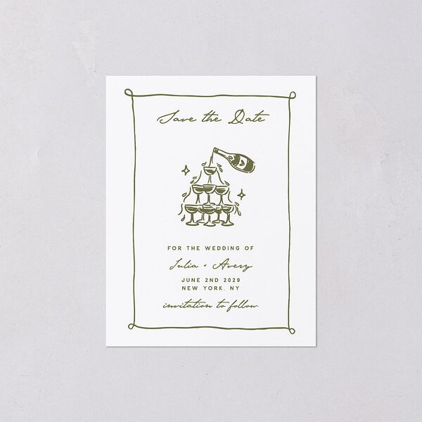 Hand Drawn Cake Save the Date Petite Cards Dark Camo Signature smooth Blank No Standard