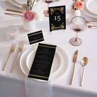 Medieval Elegance Place Cards Gold Midnight Signature