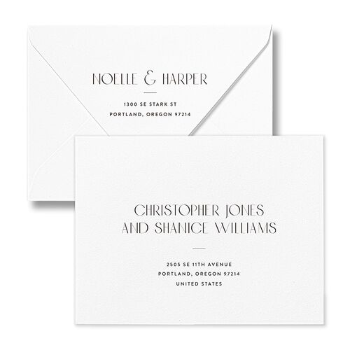 Vintage Nouveau Floral Thank You Card Euro Envelopes White Linen Both Recipient and Return Addresses Luxe Signature