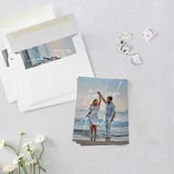 Modern Script Names Save the Date Petite Cards Shadow Gray Signature smooth Blank No Standard