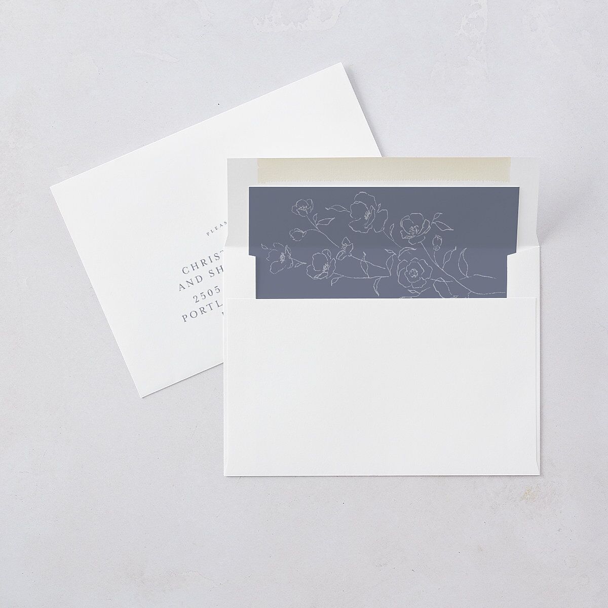 Floral Adornment Bridal Shower Invitations Dusty Blue Signature Blank Standard