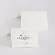 Monogram Flourish Foil Place Cards Pure White Gold Signature
