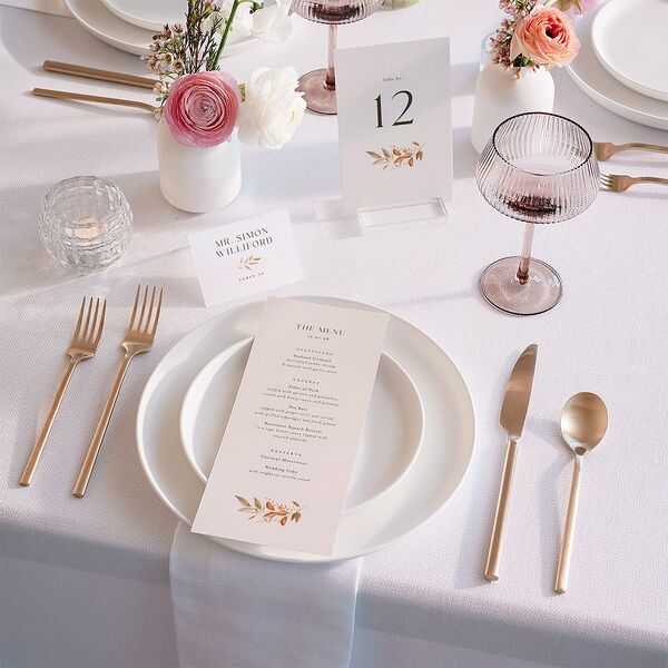 Leafy Rustic Monogram Place Cards Raw Sienna Signature