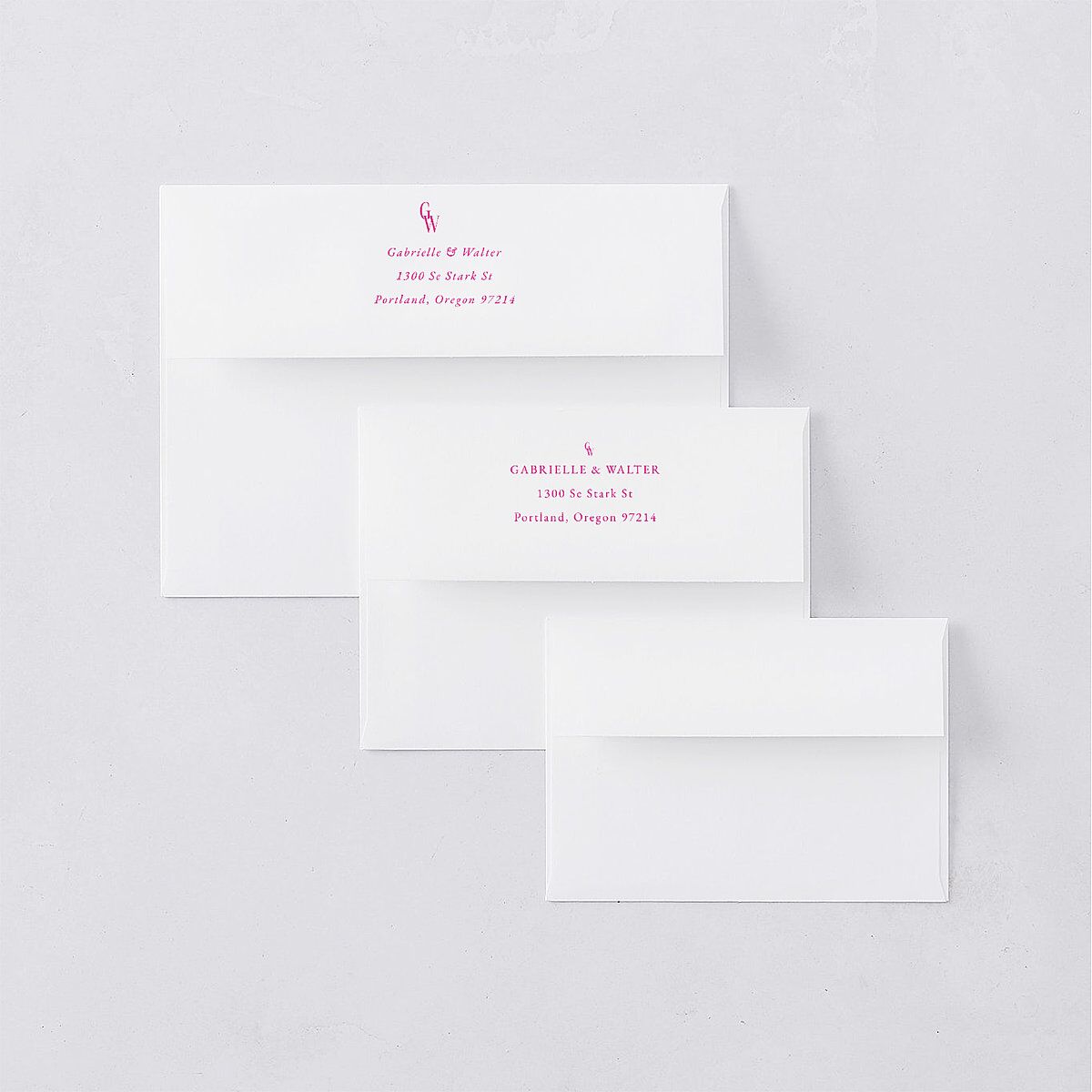Stay For The Party Save The Date Card Envelopes Hot Pink White Both Recipient and Return Addresses Signature Standard