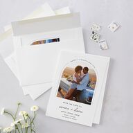 Arched Photo Save the Date Cards Sand Signature smooth Blank No Arch