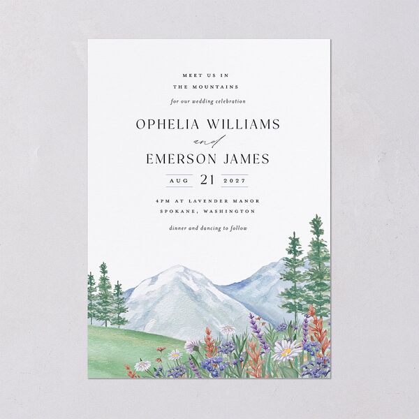 Mountain Wildflowers Wedding Invitations Dusty Blue Signature Blank No Standard