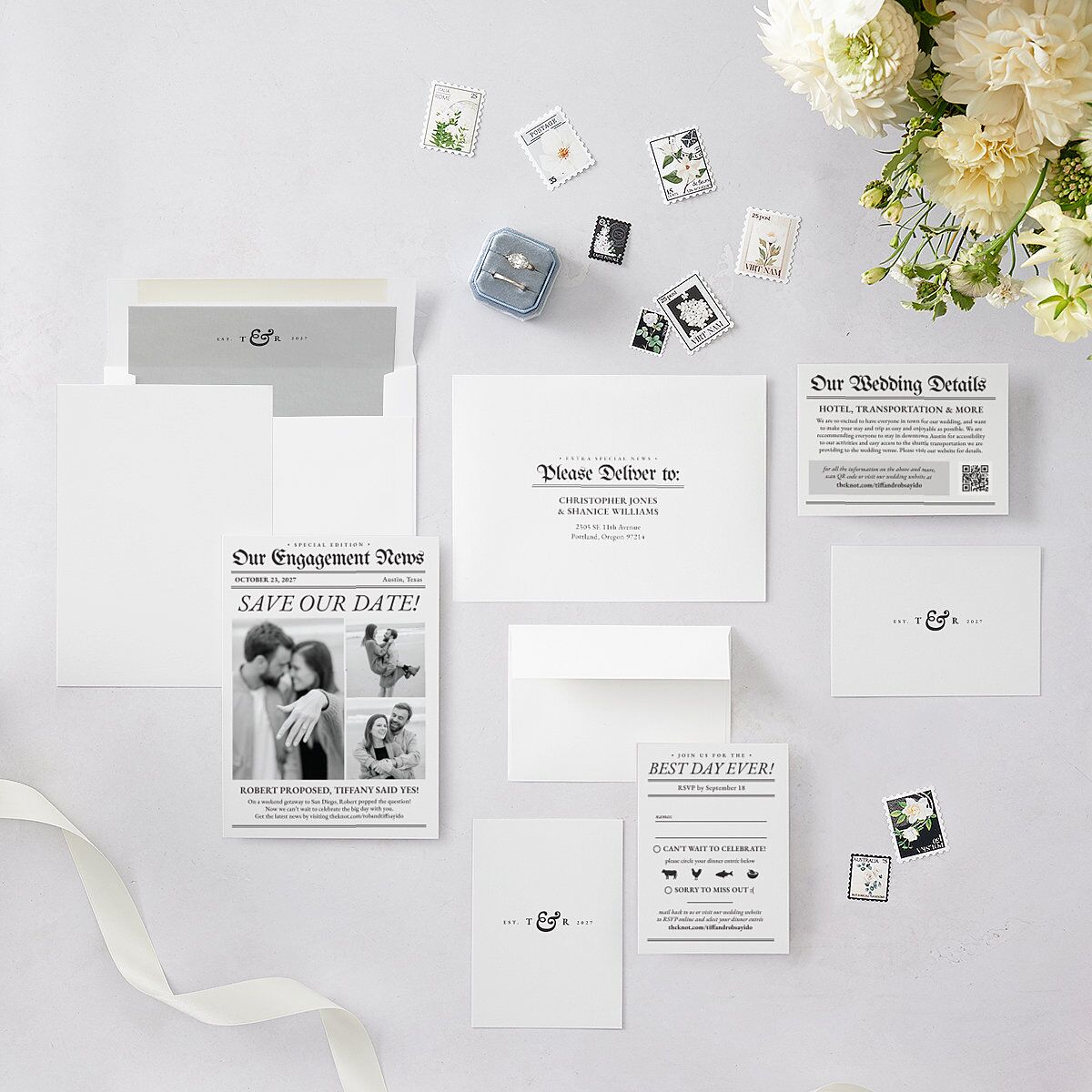 Newspaper Save the Date Cards — view 6