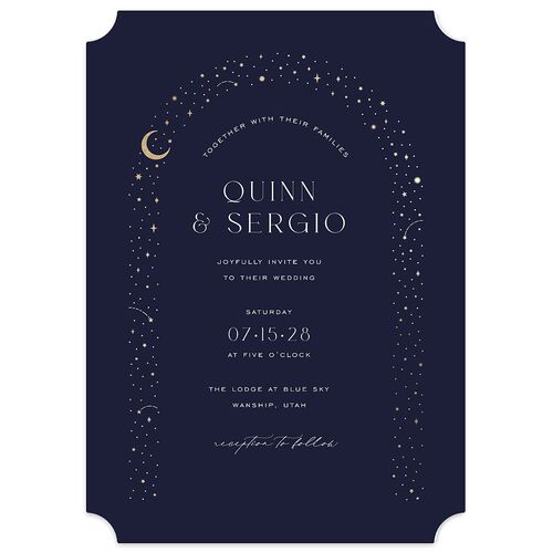 Celestial Arch Wedding Invitations Gold Navy Signature Blank No Ticket