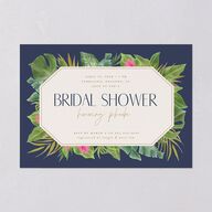 Hawaiian Tropical Monstera Frame Bridal Shower Invitations Moody Blue Signature Blank Standard