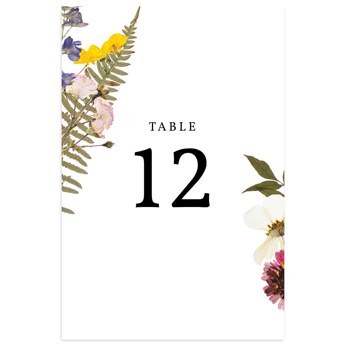 Pressed Flowers Table Numbers