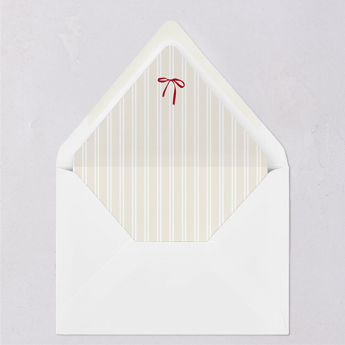 Our Greatest Gift Minimalist Bow Baby Announcement Euro Envelope Liners Cream Luxe
