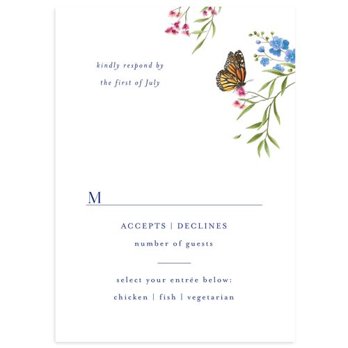 Rustic Butterflies Wedding Response Cards Sapphire Signature Standard