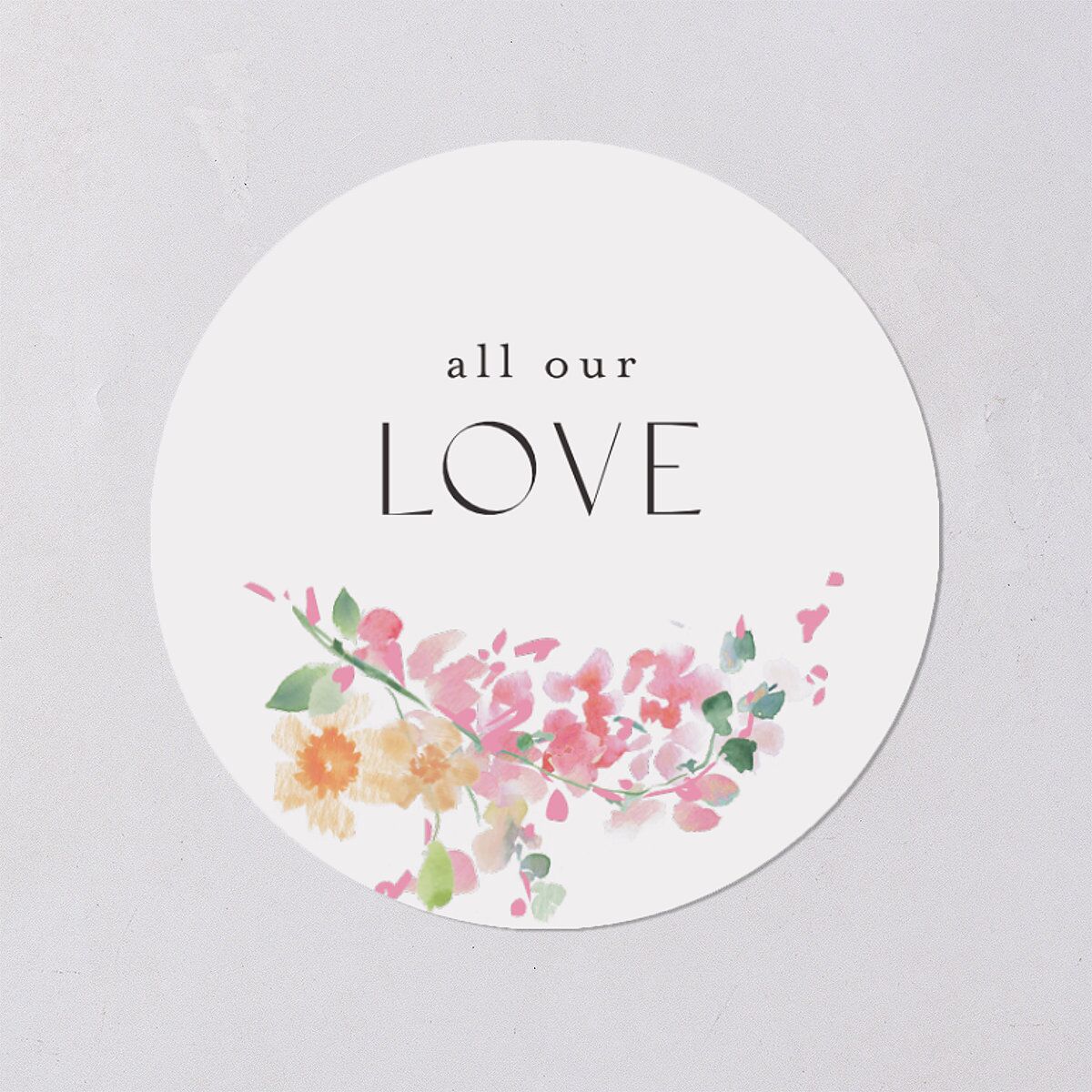Pastel Flower Arch Wedding Stickers Pink Cotton Circle