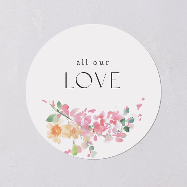 Pastel Flower Arch Wedding Stickers Pink Cotton Circle