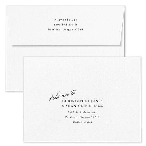 Scripted Announcement Wedding Invitation Envelopes Licorice Rose Return Address Standard Signature