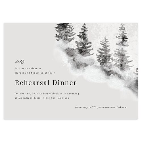 Snowy Mountainside Rehearsal Dinner Invitations Licorice Signature Blank Standard
