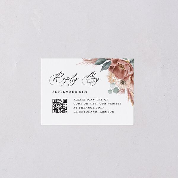 Pampas and Eucalyptus Floral QR Code RSVP Cards Desert Rose Signature Standard