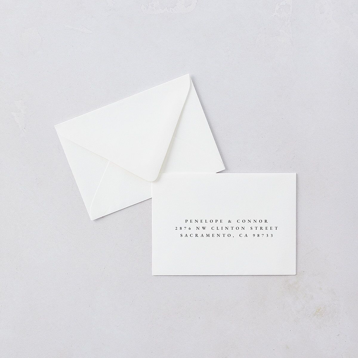 Graceful Botanical Response Card Euro Envelopes White Shadow Gray Return Address Luxe