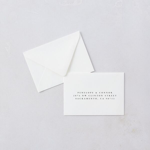 Graceful Botanical Response Card Euro Envelopes White Shadow Gray Return Address Luxe