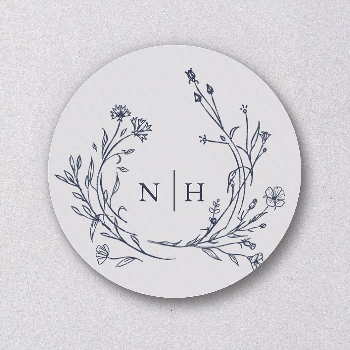 Natural Monogram Wedding Stickers Midnight Navy
