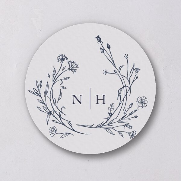 Natural Monogram Wedding Stickers Midnight Navy