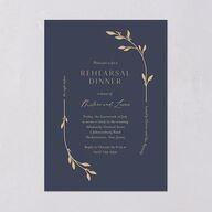 Gilded Sprigs Rehearsal Dinner Invitations Moody Blue Signature Blank Standard
