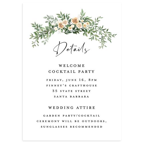 Floral Arc Wedding Event Detail Cards Mocha Signature Standard