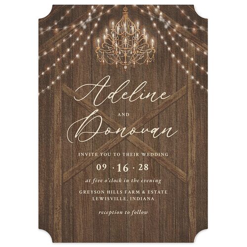 Farmhouse Lights Wedding Invitations Walnut Signature Blank No Ticket
