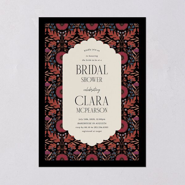 Ornate Garden Bridal Shower Invitations Garnet Signature Blank