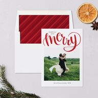 Painted Merry Holiday Cards Ruby Signature Blank Standard Portrait