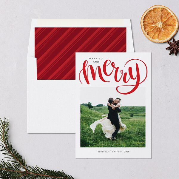 Painted Merry Holiday Cards Ruby Signature Blank Standard Portrait