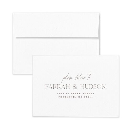 Minimalist Accent Leaf Response Card Envelopes Terracotta Falcon Return Address Signature Standard
