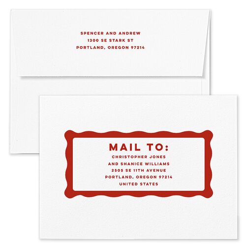 Adventure Icon Save The Date Card Envelopes Rose Ruby Both Recipient and Return Addresses Signature Standard