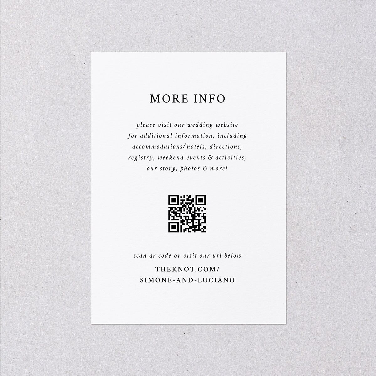 Your Own Classic Italian Venue Wedding Enclosure Cards Pure White Signature Standard
