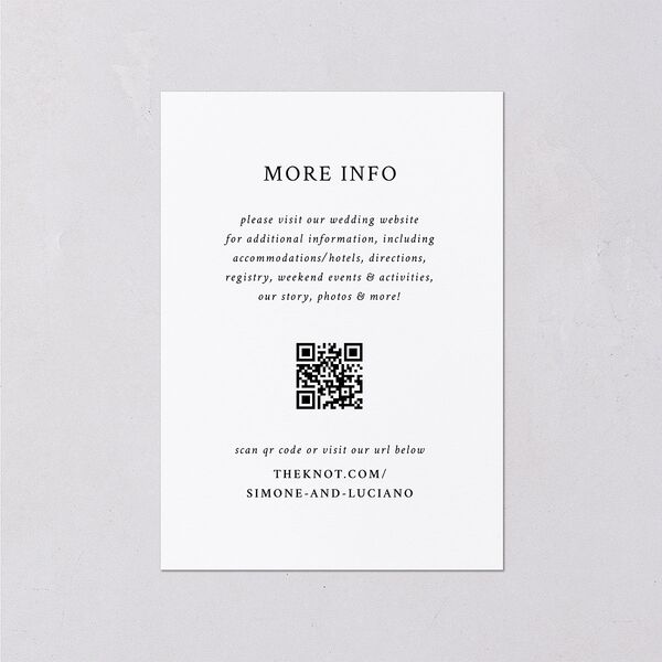 Your Own Classic Italian Venue Wedding Enclosure Cards Pure White Signature Standard