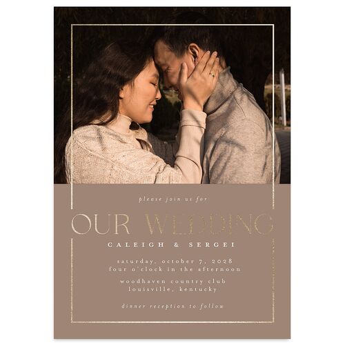 Elegant Frame Wedding Invitations Gold Fawn Signature Blank No Standard