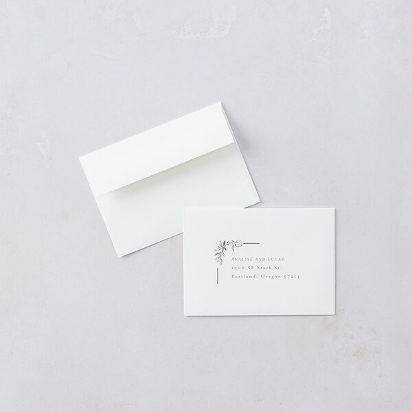 Monogram Leaves Wedding Response Card Standard Envelopes White Eucalyptus Return Address Signature Standard