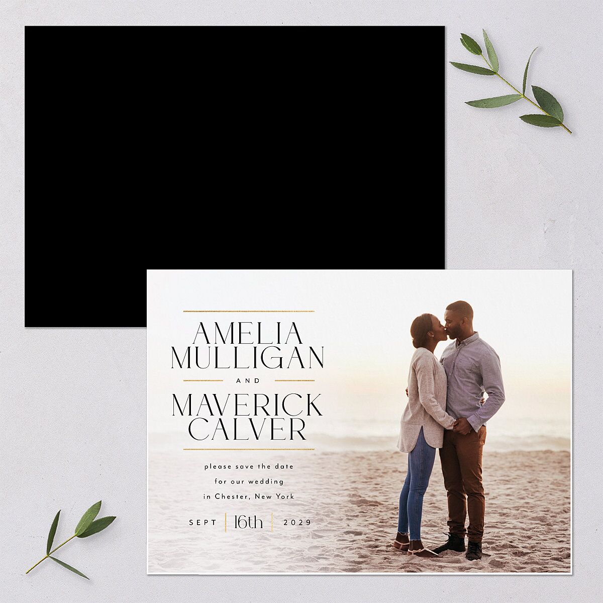 Estate Save The Date Cards Gold Pure White Signature smooth Blank No