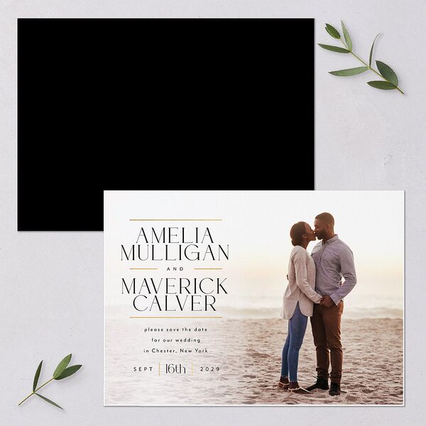 Estate Save The Date Cards Gold Pure White Signature smooth Blank No