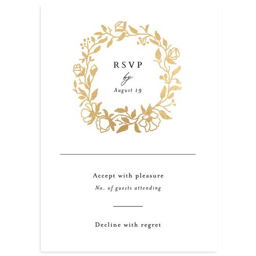 Delicate Vines Foil Wedding Response Cards Gold Licorice Signature Standard