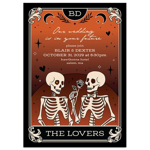 Halloween Tarot Skeletons Wedding Invitations Pumpkin Signature Blank No Standard