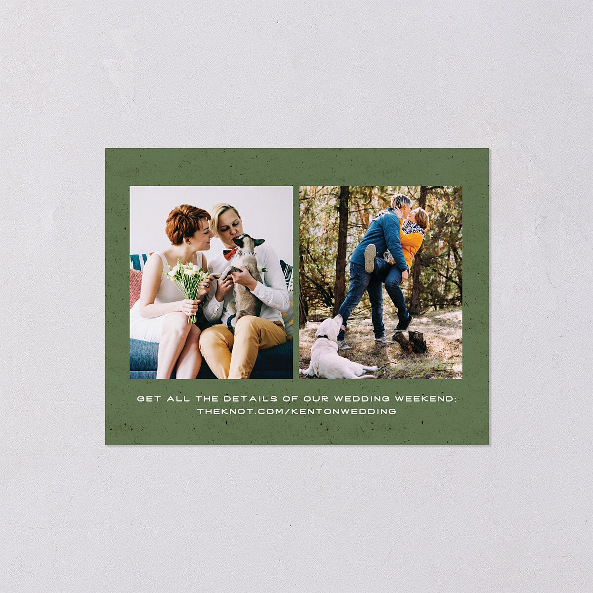 Happy Campers Save the Date Petite Cards Deep Olive Signature smooth Blank No Standard