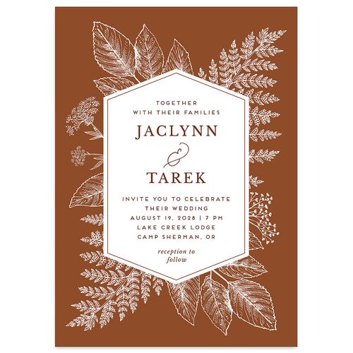 Botanical Frame Wedding Invitations Copper Signature Blank No Standard