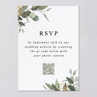 Eucalyptus Frame QR Code RSVP Cards No Foil Pure White Signature Standard