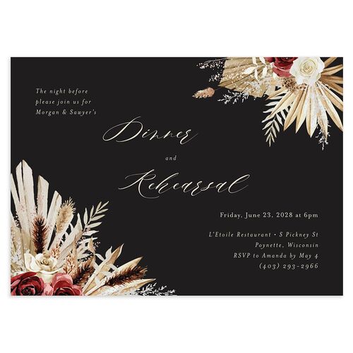 Western Floral Rehearsal Dinner Invitations Licorice Signature Blank Standard