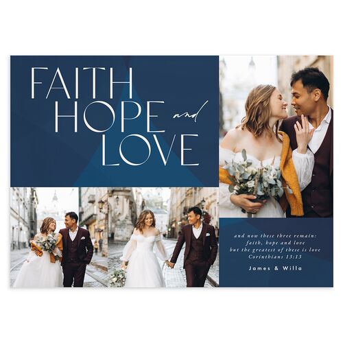 Faith Hope Love Holiday Cards Navy Signature Blank Standard Landscape