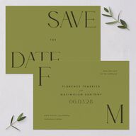 Modern Initials Save The Date Cards Olive Signature smooth Blank No Standard
