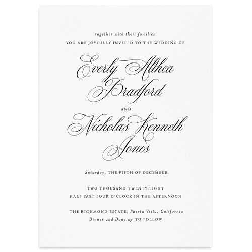 Exquisite Calligraphy Wedding Invitations Pure White Signature Blank No Standard
