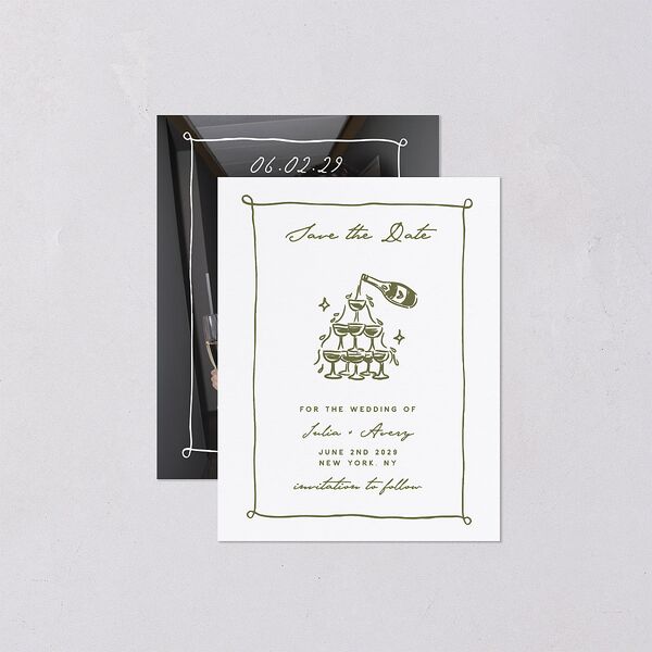 Hand Drawn Cake Save the Date Petite Cards Dark Camo Signature smooth Blank No Standard