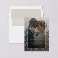 Ornate Regency Save the Date Cards Gold Bisque Signature smooth Blank No Standard